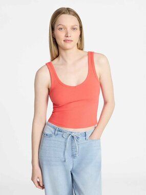 NWT Pink Cropped V-Neck Tank Top Sz XL